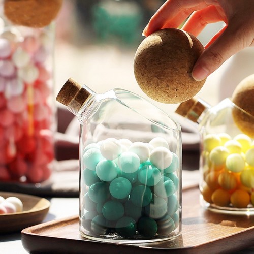 500ml Food Jar Clear Heat Resistant Borosilicate Glass Candy Jar With Cork Ball Lid