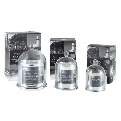 Custom luxury wedding glass bell jar with soybean wax scented candles and a glass dome