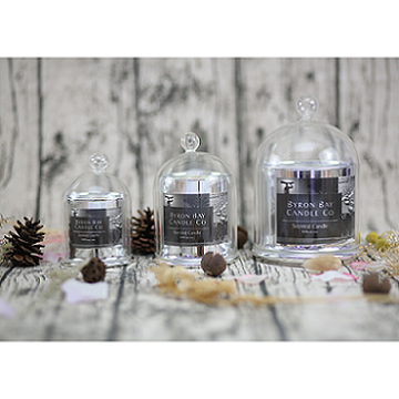 Custom luxury wedding glass bell jar with soybean wax scented candles and a glass dome