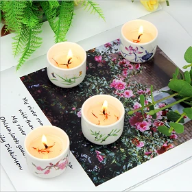 Wholesale customize luxury wedding decoration tealight ceramic jar candle holder for home decor