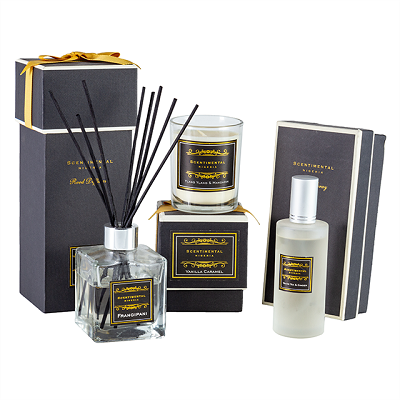 Gift set luxury scented soy customized candle + reed diffuser in glass jar