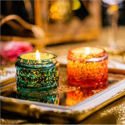 Home Decorative wedding glass Candle Jar With metal Lid scented candle gift set