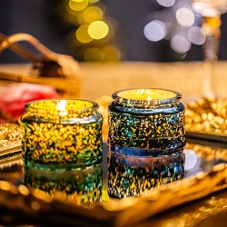 Home Decorative wedding glass Candle Jar With metal Lid scented candle gift set