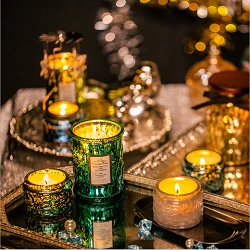 Wholesale soy wax customized pillar soy candle scented luxury wedding candle glass jar home decoration
