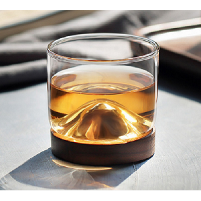 New Arrival 120ml Handmade Borosilicate Glass Drinking Cup With Wooden Tray For Tea or Whisky