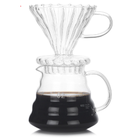 Custom 250ml 360ml 600ml 800ml Handmade Borosilicate Glass Pour Over Cold Brew Coffee Maker With Glass Coffee Dripper