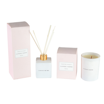 Home Decoration Aroma Perfume Glass Reed Diffuser With Rattan Sticks and Candle for gift set