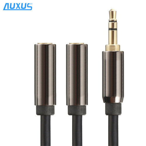 3.5mm male to 2 female Gold Plated Headphone and Speaker Audio Y Splitter Aux Cable