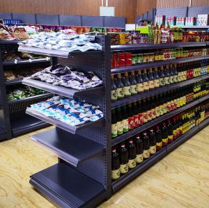 Supermarket metal storage shelves store/grocery steel display racks retailer gondola shelf