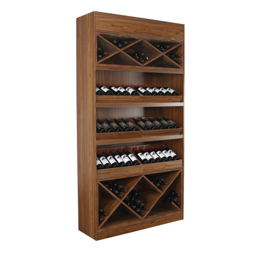 Red wine display shelves with cabinet wooden steel shelf rack
