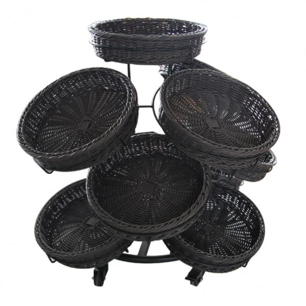 Pp Plastic Rattan Fruits Display Basket Imitation Rattan Display Baskets