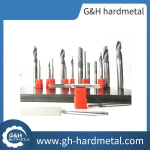 Solid end mills for cutting carbon fiber glass fiber material