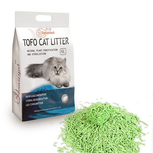 Natural plant-based clumping flushable tofu cat litter