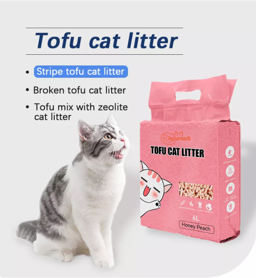Easy clean-up of clumped pure natural green environmental friendly tofu cat litter
