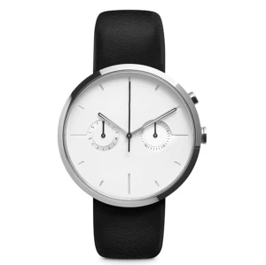 Reloj de pulsera de hombre con revestimiento PVD, movimiento de cronógrafo de 2 ojos, personalice su propio logotipo