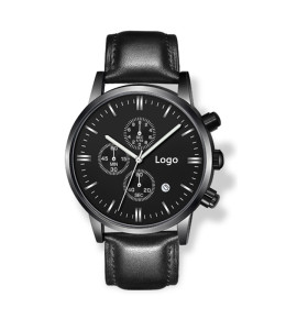 OEM Chronograph Leather Strap Quartz Watch for Men