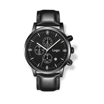 OEM cronógrafo reloj personalizado hombres crono reloj de cuero