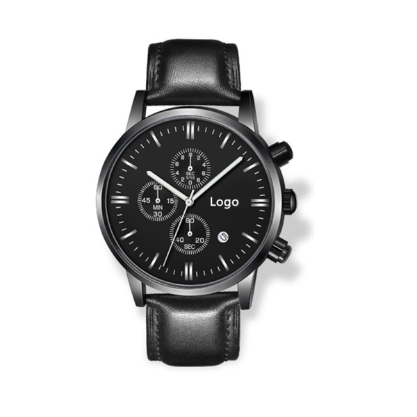 OEM high quality chronograph custom men leather quartz watch