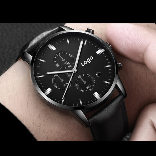 Montre chronographe OEM montre homme en cuir chrono personnalisée