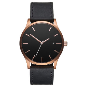 Minimalist Classic Black Tan Leather Watch