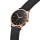Minimalista clásico reloj de pulsera de acero inoxidable con cuero negro bronceado