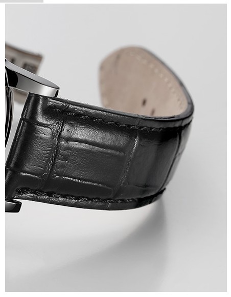 Montre-bracelet mécanique entièrement automatique montre en cuir véritable de mode étanche
