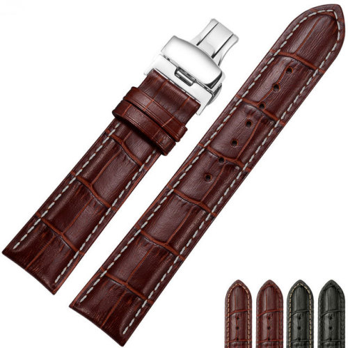Bracelet de montre texture crocodile en cuir véritable grain supérieur personnalisé
