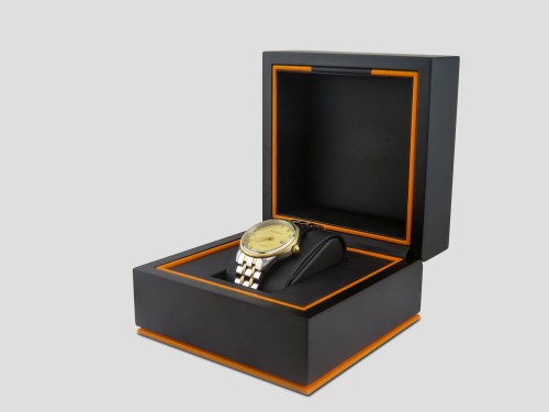 Caja de embalaje de reloj de material de madera con logotipo personalizado de lujo con diseño personalizado