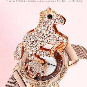 High Quality Trend Fashion Waterproof Romantic Spin The Pony Dial Design Quartz Watch