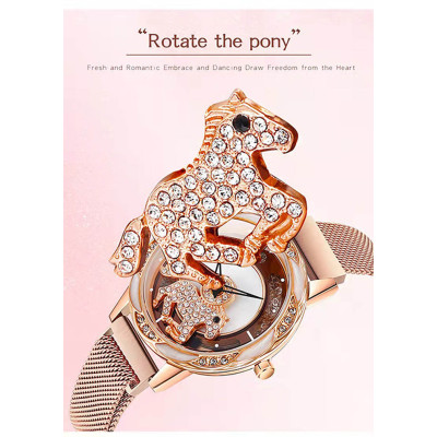 High Quality Trend Fashion Waterproof Romantic Spin The Pony Dial Design Quartz Watch