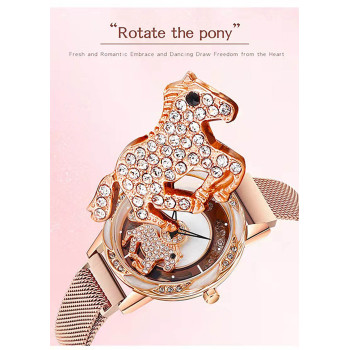 High Quality Trend Fashion Waterproof Romantic Spin The Pony Dial Design Quartz Watch