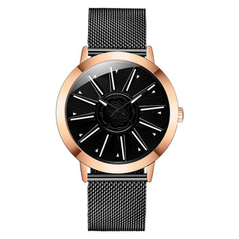 New Arrival Luxury Waterproof Alloy Case Mesh Strap Rotatable Dial Design Quartz Watch