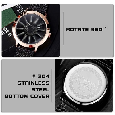 New Arrival Luxury Waterproof Alloy Case Mesh Strap Rotatable Dial Design Quartz Watch