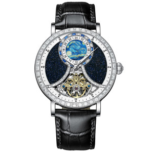 High Quality Luxury Skeleton Genuine Leather Strap Automatic Mechanical Watch For Men