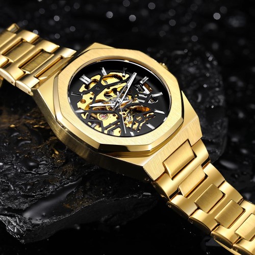 Men Wrist Top Brand Luxury Luminous Royal Design Male Iced Out Tourbillon Mechanical Skeleton Watch
