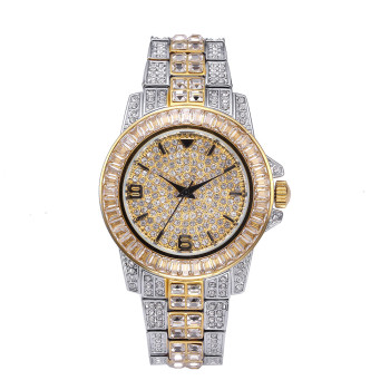 Hip Hop Gold Plated Micro CZ Diamond Wholesale Luxury Watch Jewelry Men Women Wrist Quartz Watches
