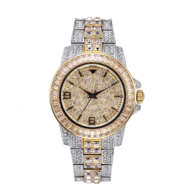 Hip Hop Gold Plated Micro CZ Diamond Wholesale Luxury Watch Jewelry Men Women Wrist Quartz Watches