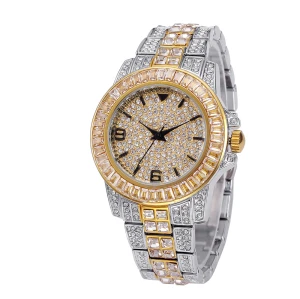 Hip Hop Gold Plated Micro CZ Diamond Wholesale Luxury Watch Jewelry Men Women Wrist Quartz Watches