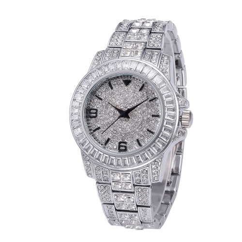 Hip Hop Gold Plated Micro CZ Diamond Wholesale Luxury Watch Jewelry Men Women Wrist Quartz Watches