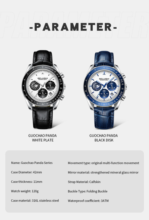 Business Luxury Round Top Brand Luxury Chronograph Calender Genuine leather Waterproof Luminous Men Wrist Quartz Watches
