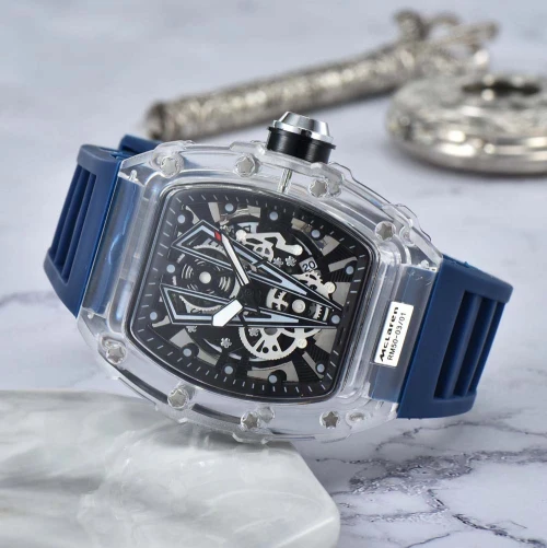 High Quality Silicone Strap Iced Out Fashion Casual Business European Style Plastic Case Wrist Men Quartz Watch