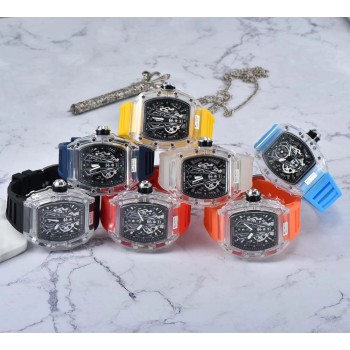 High Quality Silicone Strap Iced Out Fashion Casual Business European Style Plastic Case Wrist Men Quartz Watch