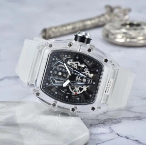 High Quality Silicone Strap Iced Out Fashion Casual Business European Style Plastic Case Wrist Men Quartz Watch