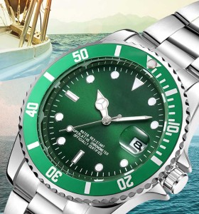 New Hot Sale Business Luxury  Casual Water Ghost Wristwatch Luminous Calendar Waterproof Stainless Steel Quartz Watch For Men