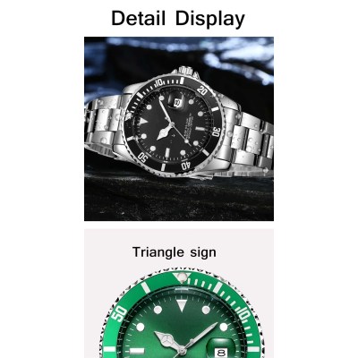 New Hot Sale Business Water Ghost Luminous Calendar Waterproof Stainless Steel Quartz Watch For Men