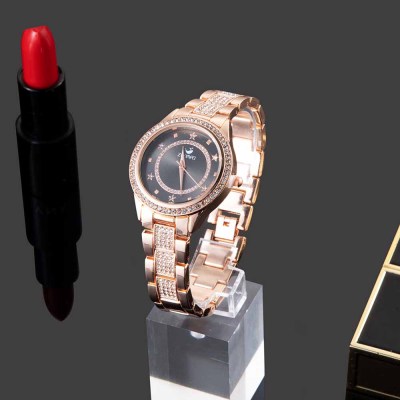 Wholesale  Luxury Large Blue Gift Box Women's 3-piece Necklaces Bracelets Flowers Quartz  watch Set