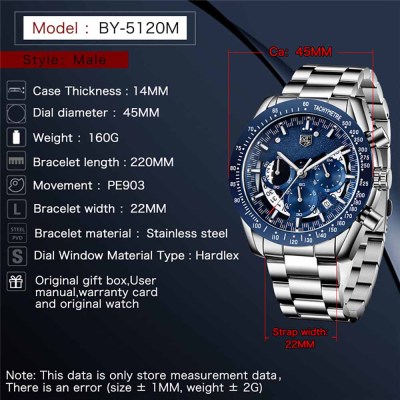 Watches Men Wrist New Design Fashion reloj Luxury Custom Original Chronograph Waterproof wholesale Stainless Steel Quartz Watch