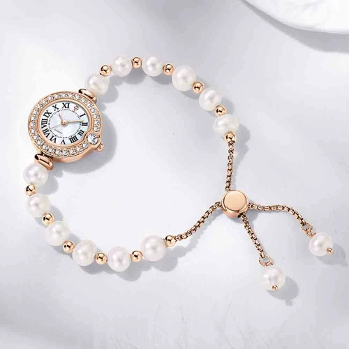 Hot Selling Wholesale Pearl Bracelet Jewelry Custom Roman Watch Dial Fashion Luxurs Uhr Diamond Women's Watches Orologio Donna