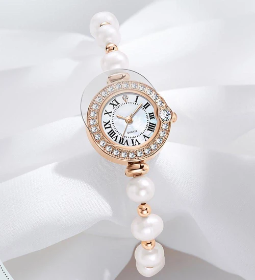 Hot Selling Wholesale Pearl Bracelet Jewelry Custom Roman Watch Dial Fashion Luxurs Uhr Diamond Women's Watches Orologio Donna