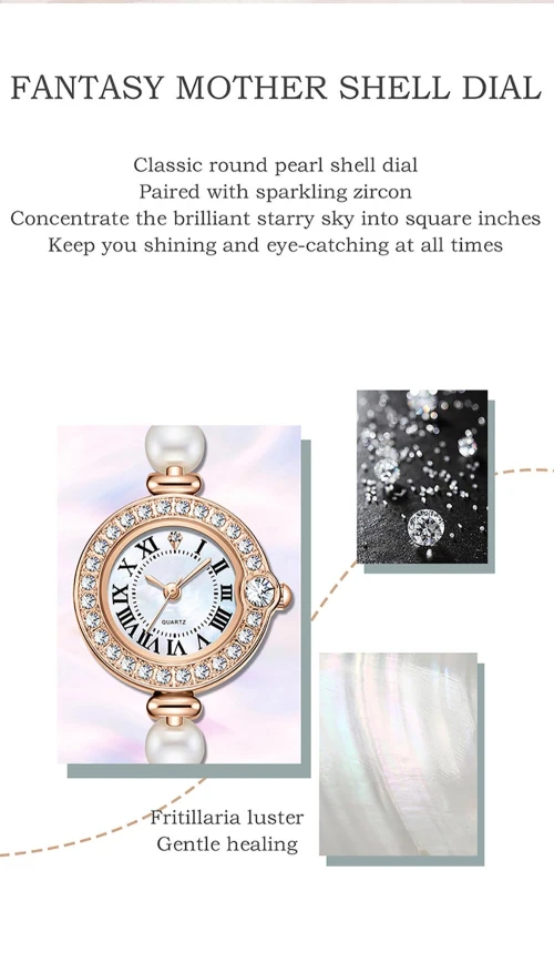 Hot Selling Wholesale Pearl Bracelet Jewelry Custom Roman Watch Dial Fashion Luxurs Uhr Diamond Women's Watches Orologio Donna